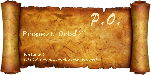 Propszt Orbó névjegykártya